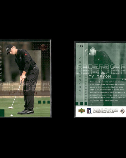 Golf Card Lot (22) Ty Tryon, Sorenstam, Tiger Woods, Howell RCs, Stewart