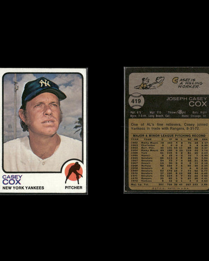 7-Card Lot Vintage 1973 Topps New York Yankees | MLB Baseball Trading Cards Topps