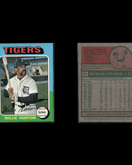 7-Card Lot Vintage 1975 Topps Detroit Tigers | MLB Baseball Trading Cards Topps
