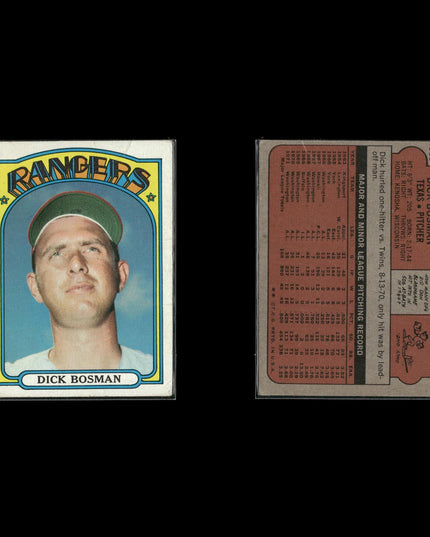 10-Card Lot Vintage 1972 Topps Texas Rangers | MLB Baseball Trading Cards Topps