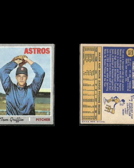 8-Card Lot Vintage 1970 Topps Houston Astros | MLB Baseball Trading Cards Topps
