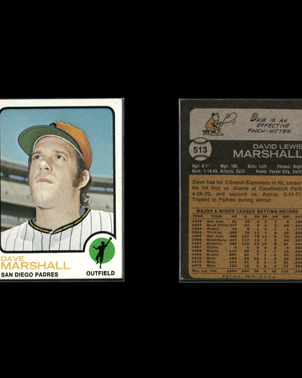 9-Card Lot Vintage 1973 Topps San Diego Padres | MLB Baseball Trading Cards