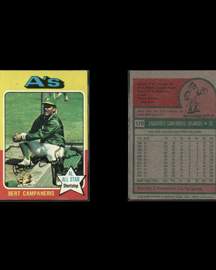 8-Card Lot Vintage 1975 Topps Oakland Athletics | MLB Baseball Trading Cards