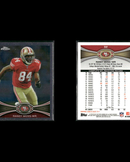2010s Topps Chrome San Francisco 49ers Lot (6) w/ Kaepernick, Gore, Randy Moss