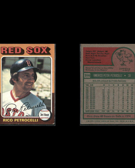 4-Card Lot Vintage 1975 Topps Boston Red Sox | MLB Baseball Trading Cards