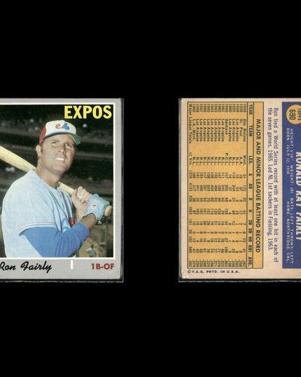 10-Card Lot Vintage 1970 Topps Montreal Expos | MLB Baseball Trading Cards Topps