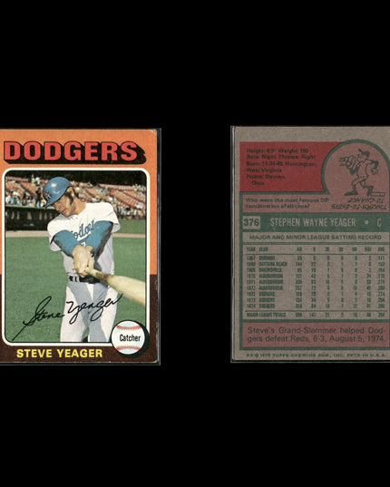 8-Card Lot Vintage 1975 Topps Los Angeles Dodgers | MLB Baseball Trading Cards