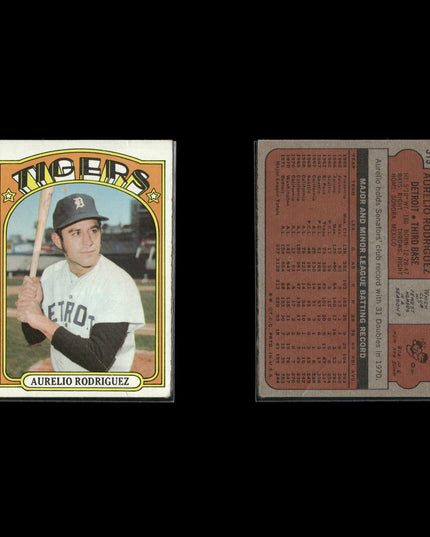 1972 Topps Detroit Tigers Team Lot (10 Cards) Vintage Baseball MLB