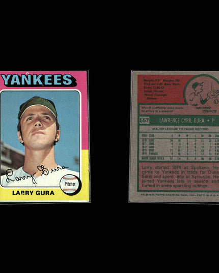 7-Card Lot Vintage 1975 Topps New York Yankees | MLB Baseball Trading Cards