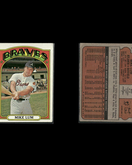 1972 Topps Atlanta Braves Team Lot (10 Cards) Vintage Baseball MLB