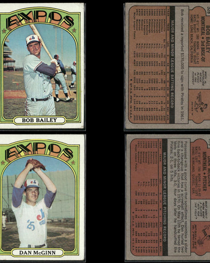 1972 Topps Montreal Expos Team Lot (25 Cards) Vintage Baseball MLB