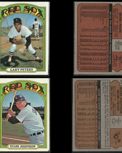 1972 Topps Boston Red Sox Team Lot (30 Cards) Vintage Baseball MLB