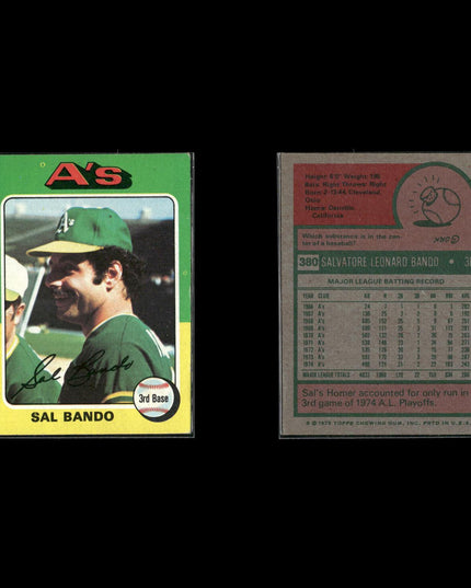 8-Card Lot Vintage 1975 Topps Oakland Athletics | MLB Baseball Trading Cards