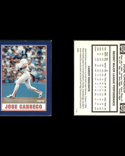 Jose Canseco 15-Card Lot A’s 80s-90s Slugger Collector Cards