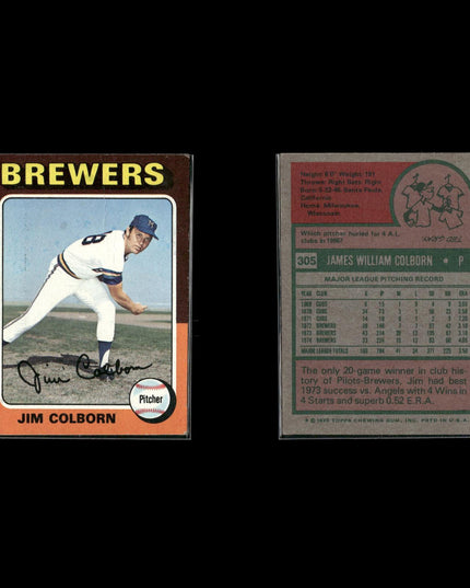 8-Card Lot Vintage 1975 Topps Milwaukee Brewers | MLB Baseball Trading Cards