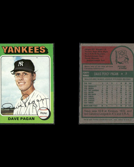 7-Card Lot Vintage 1975 Topps New York Yankees | MLB Baseball Trading Cards