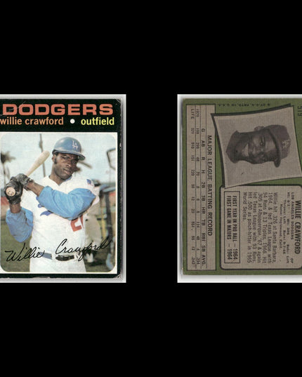 12-Card Lot Vintage 1971 Topps LA Dodgers | MLB Baseball Trading Cards Team Lot
