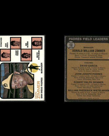 9-Card Lot Vintage 1973 Topps San Diego Padres | MLB Baseball Trading Cards