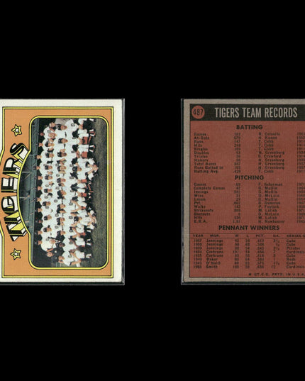 1972 Topps Detroit Tigers Team Lot (10 Cards) Vintage Baseball MLB