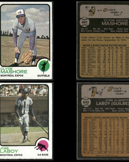 35-Card Lot Vintage 1973 Topps Montreal Expos | MLB Baseball Trading Cards
