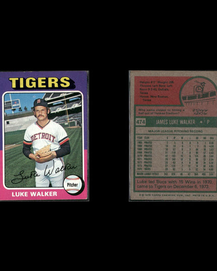 7-Card Lot Vintage 1975 Topps Detroit Tigers | MLB Baseball Trading Cards Topps