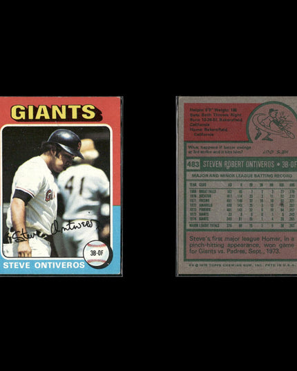 8-Card Lot Vintage 1975 Topps San Francisco Giants | MLB Baseball Trading Cards