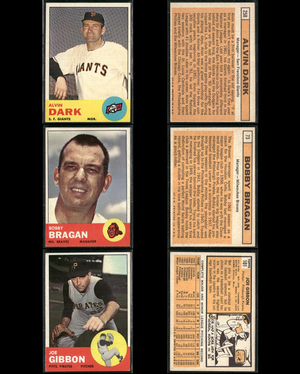1963 Topps Baseball Card Lot – 61 Vintage Cards – Bulk Collection