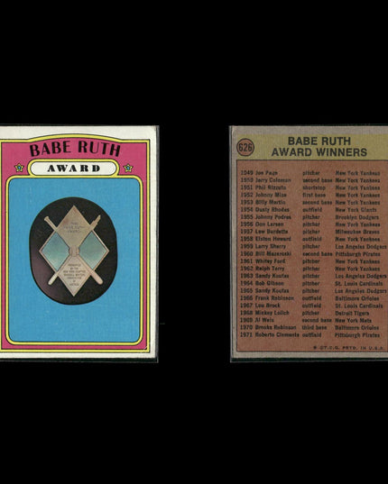 7-Card Lot Vintage 1972 Topps Baseball Awards | MLB Trading Cards Topps Vintage