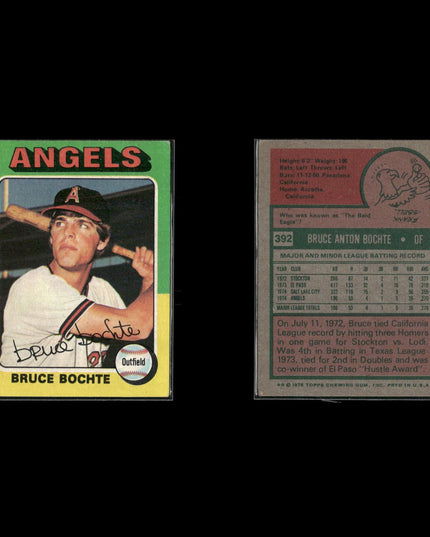 9-Card Lot Vintage 1975 Topps California Angels | MLB Baseball Trading Cards