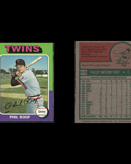 10-Card Lot Vintage 1975 Topps Minnesota Twins | MLB Baseball Trading Cards