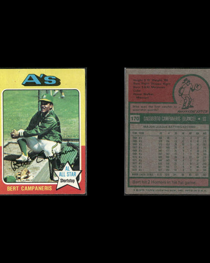 8-Card Lot Vintage 1975 Topps Oakland Athletics | MLB Baseball Trading Cards