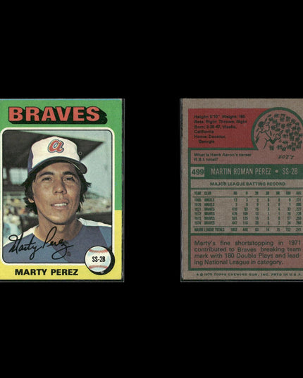 10-Card Lot Vintage 1975 Topps Atlanta Braves | MLB Baseball Trading Cards Topps