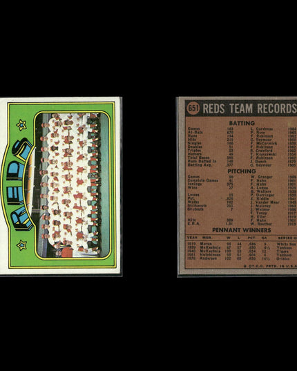 1972 Topps Cincinnati Reds Team Lot (9 Cards) Vintage Baseball MLB