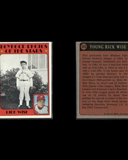 18-Card Lot Vintage 1972–73 Topps Boyhood Photos | MLB Baseball Trading Cards