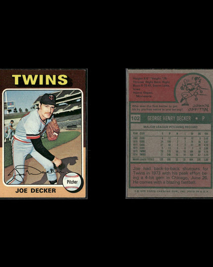 10-Card Lot Vintage 1975 Topps Minnesota Twins | MLB Baseball Trading Cards