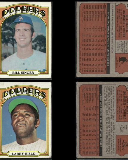 35-Card Lot Vintage 1972 Topps Los Angeles Dodgers | MLB Baseball Trading Cards