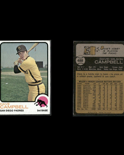 9-Card Lot Vintage 1973 Topps San Diego Padres | MLB Baseball Trading Cards