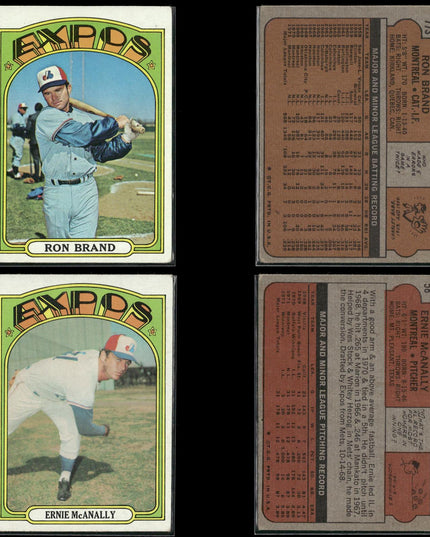 1972 Topps Montreal Expos Team Lot (25 Cards) Vintage Baseball MLB