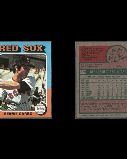 4-Card Lot Vintage 1975 Topps Boston Red Sox | MLB Baseball Trading Cards