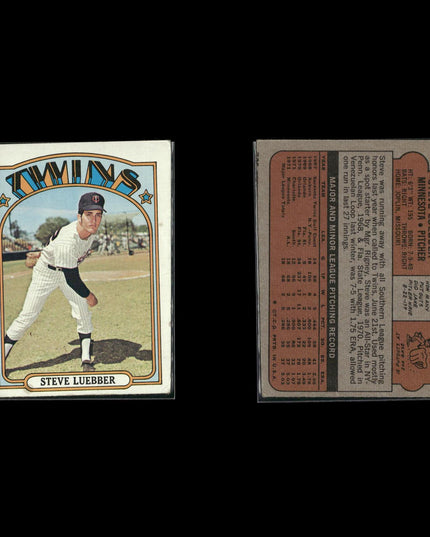 1972 Topps Minnesota Twins Team Lot (10 Cards) Vintage Baseball MLB