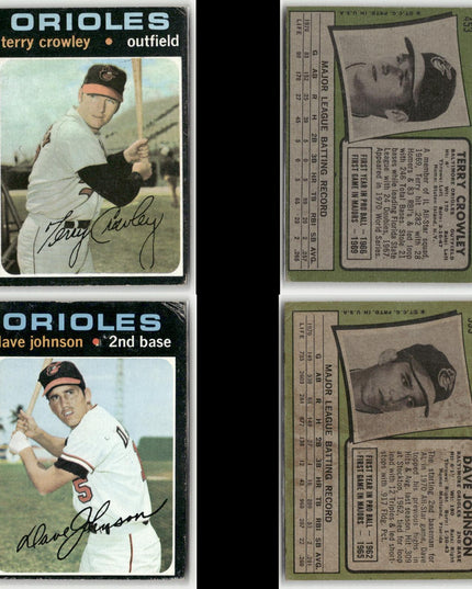 24-Card Lot Vintage 1971 Topps Baltimore Orioles | MLB Baseball Trading Cards