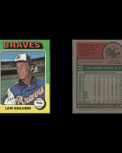 10-Card Lot Vintage 1975 Topps Atlanta Braves | MLB Baseball Trading Cards Topps
