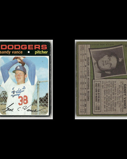 12-Card Lot Vintage 1971 Topps LA Dodgers | MLB Baseball Trading Cards Team Lot