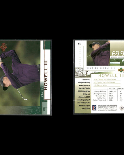 Golf Card Lot (22) Ty Tryon, Sorenstam, Tiger Woods, Howell RCs, Stewart