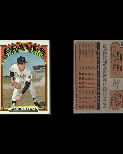 1972 Topps Atlanta Braves Team Lot (10 Cards) Vintage Baseball MLB