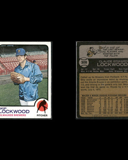 10-Card Lot Vintage 1973 Topps Milwaukee Brewers | MLB Baseball Trading Cards