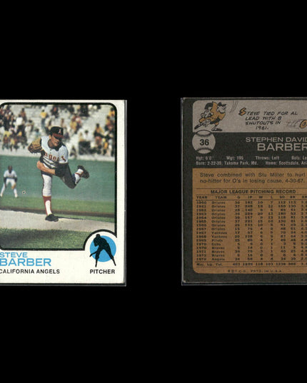 9-Card Lot Vintage 1973 Topps California Angels | MLB Baseball Trading Cards