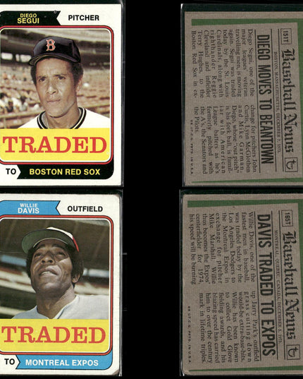 1974 Topps Traded Baseball Card Lot – 46 Cards – Vintage MLB Players