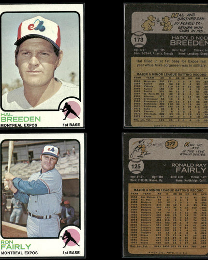 35-Card Lot Vintage 1973 Topps Montreal Expos | MLB Baseball Trading Cards