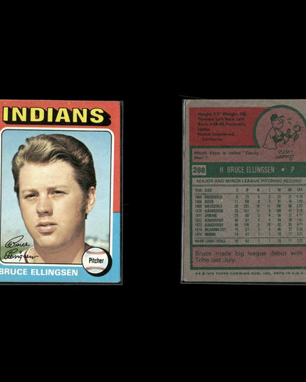 10-Card Lot Vintage 1975 Topps Cleveland Indians | MLB Baseball Trading Cards